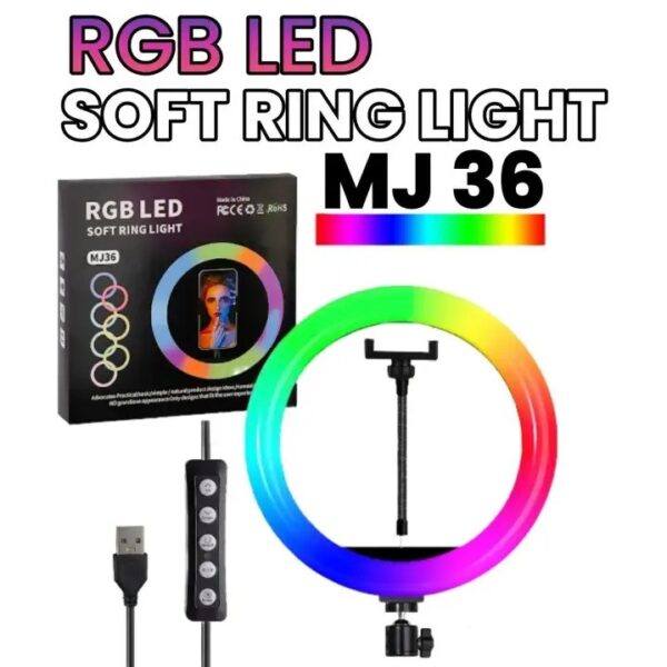 36CM Multi Color Ring Light RGB 12 Color with Mobile Holder - High Quality