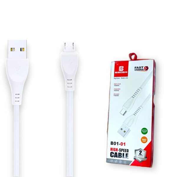Biboshi 3A Fast Charging Micro USB Data Cable – Durable High-Speed Charger Cord for Android, Samsung, Infinix, Vivo, Oppo, Realme, Tecno