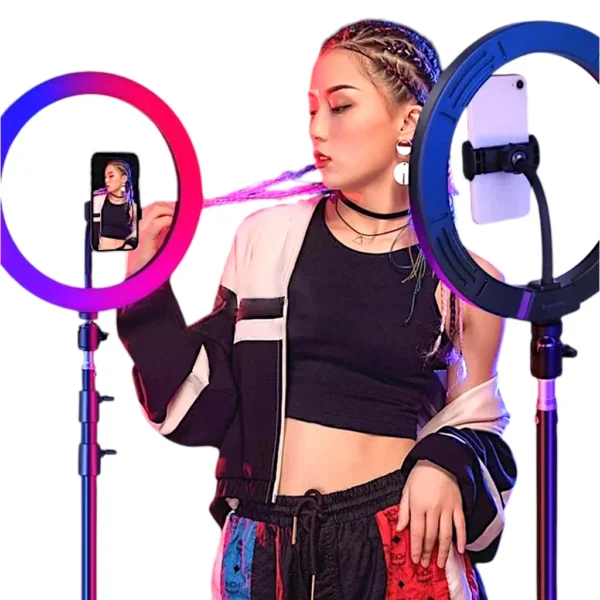 MultiColor RGB Ring Light 12 Modes with Mobile Holder - 36CM