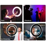 MultiColor RGB Ring Light 12 Modes with Mobile Holder - 36CM – image 3