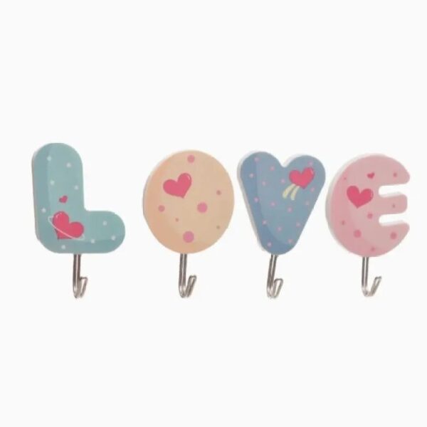 Pack Of (4) (Love Shape) Key Holder Wall Key Stand Wall Hanger Home Use office use – High Quality By QS