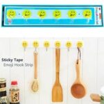 Pack of 6 Emoji Strong Self Adhesive Hook Cute Wall Mounted Clothes Hooks for Back qs enterprise