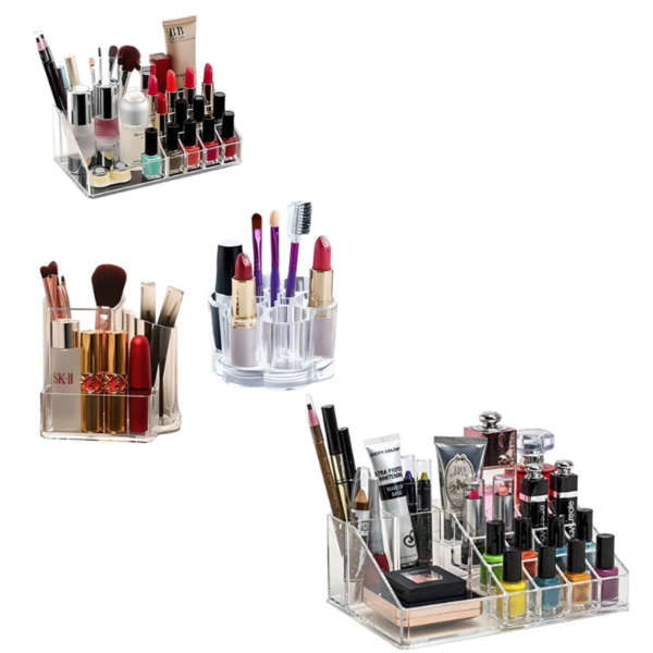 16-Section Cosmetic Lipstick Makeup Organizer – Vanity Storage Stand for Lipsticks, Nail Polish, Perfume, Jewelry, and Makeup Accessories