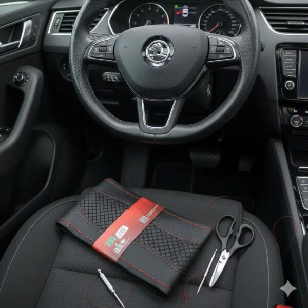 DIY Leather Steering Wheel Cover – Black / Brown