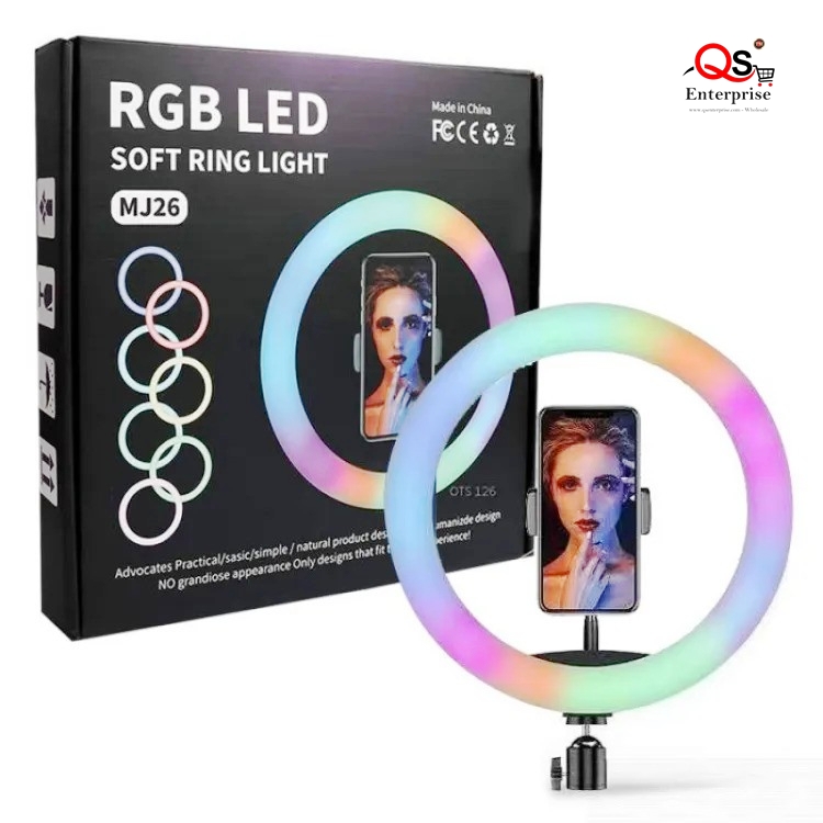 RGB Multi Color RING LIGHT With Phone Holder 26CM Photography Fill Light Dimmable Selfie Set – 16 Colors Light QS ENTERPRISE