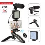 Video Vlogging Kit with Microphone LED Fill Light & Bluetooth Remote - AY49 High Quality