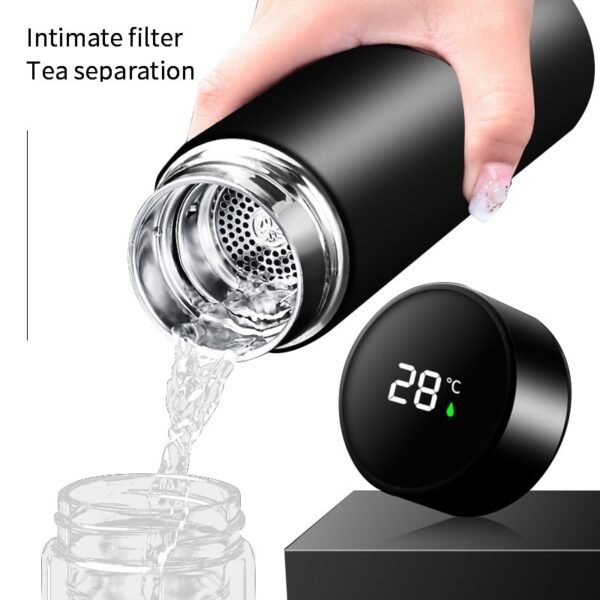 Smart Stainless Steel Water Bottle with LED Temperature Display - 500ml