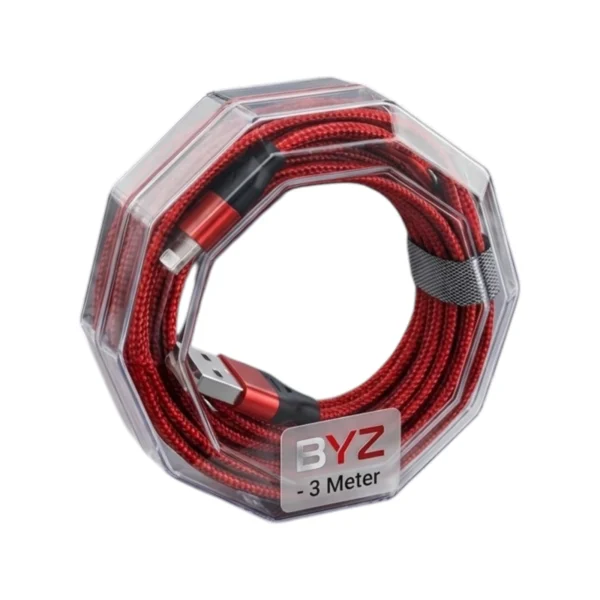 BYZ 3 Meter iPhone Data Cable – Fast Charging & Durable IOS Wire