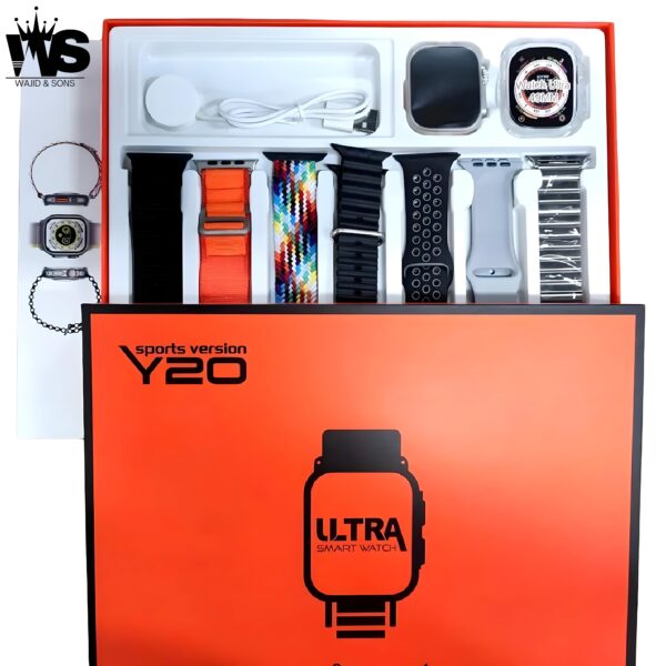 Ultra Y20 Smart Watch 10in1 with 8 Straps, Pouch & Protector
