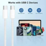 Premium 60W USB-C to USB-C Braided Fast Charging Cable (1m) – Compatible with iPhone 15/16/17, iPad & MacBook - Image 2