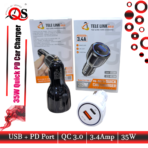 PD+QuickCharging 3.0 USB + PD Car Charger Fast Show 35W / 3.4Amp