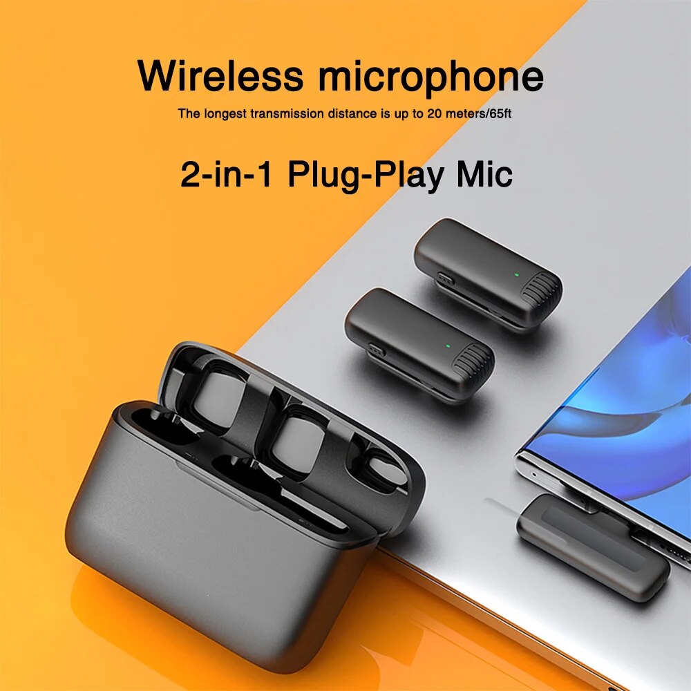 J13 Type C Dual Wireless Lavalier Microphone With Charging Case Video Recording Mic