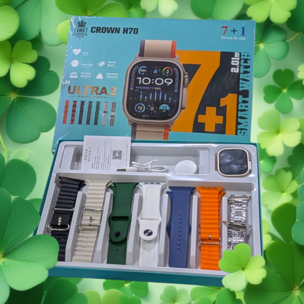 CROWN H70 7 Strap Smart Watch | Ultra2 7+1 SmartWatch (Including Chain Strap) - High Quality