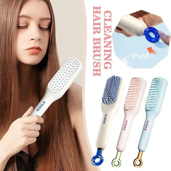 Self Cleaning Hair Brush - Soft Telescopic Hair Comb - Anti-Static hair Brush