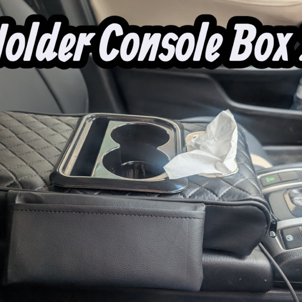 Premium Leather Car Cup Holder Console with Tissue Box – 2025 Design