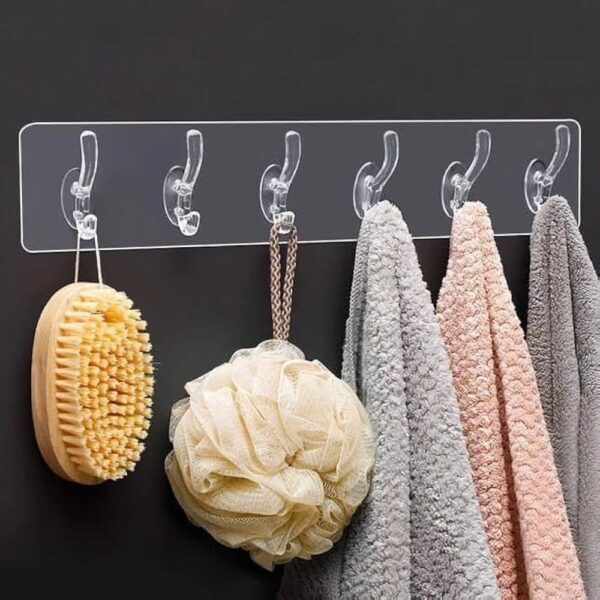 Self Adhesive 6 Hook Sticker Strip for Wall Hanging Multipurpose Item Heavy Duty Sticky Hooks for Hanging Adhesive Hook Patti Reusab