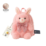 Adorable Furry School Bag for Kids | Soft Plush Pink Backpack by KOFEB