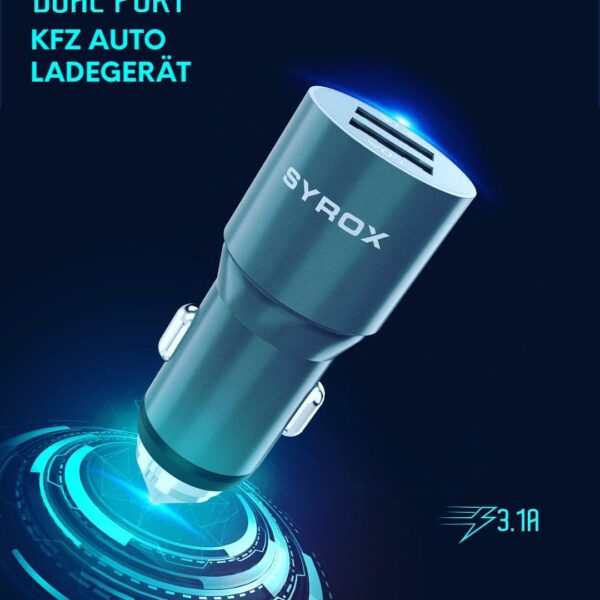 SYROX DUAL USB PORT CAR CHARGER 3.1 A C27 original