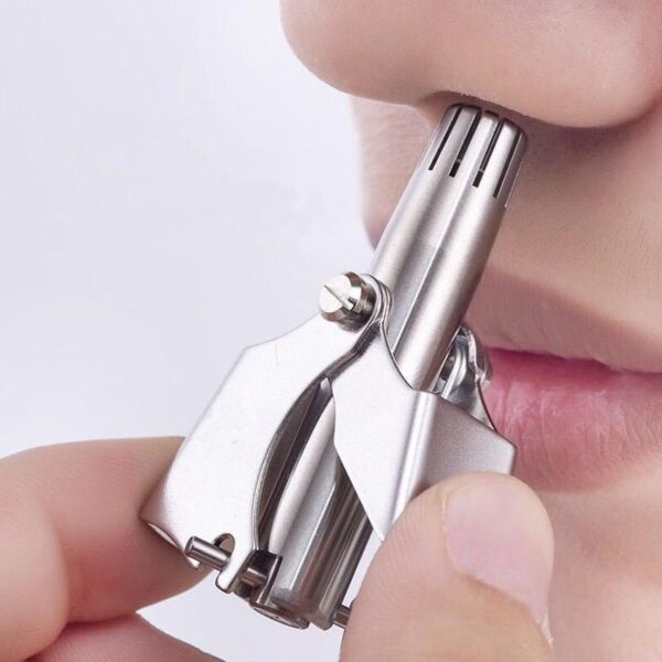 Stainless Steel Manual Nose Hair Trimmer – 360° Safe Rounded-Head Nasal Hair Remover