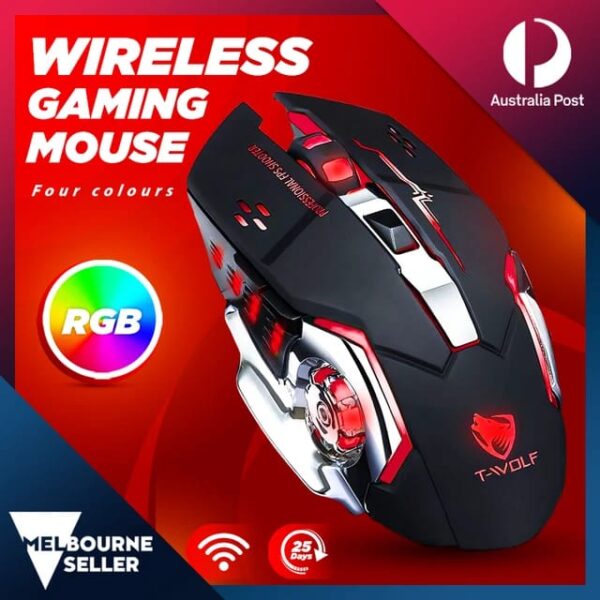 RGB Gaming Wireless Mouse (Metallic) – Dual Mode 2.4GHz Dongle + Bluetooth | Rechargeable | High-Precision Sensor | Ultra-Silent Ergonomic Design