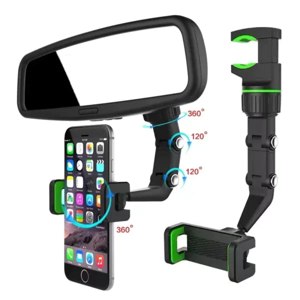 360° Rearview Mirror Car Phone Holder