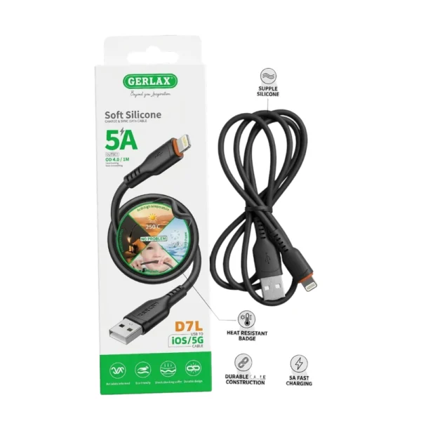GERLAX Baby-Proof Lightning Cable | Ultra-Durable Silicone iPhone Charger