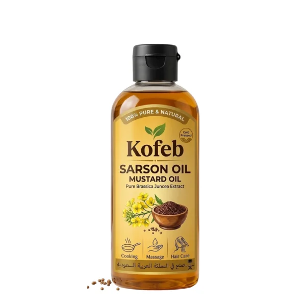 Kofeb Pure & Natural Sarson Mustard Oil - Cold Pressed for Cooking, Hair Care & Massage 100ml
